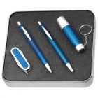 Набор: ручка, карандаш, фонарик на брелке и брелок-складной нож