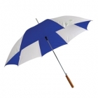 Автоматический зонт с рукояткой из дерева, полиэстер, цвет - белый/синий, D=103 cм