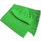 Комплект флисовый: шарф и шапка, зеленый